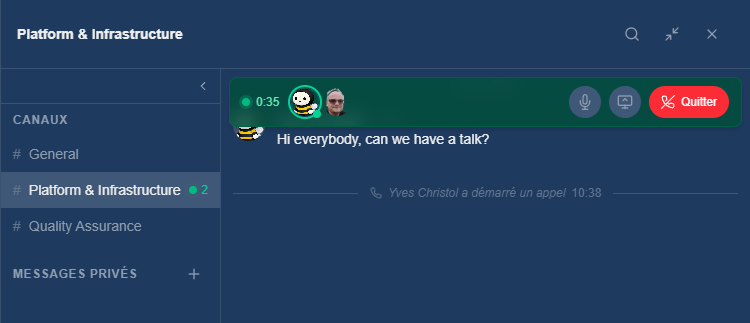 Voice calls, right in the channel